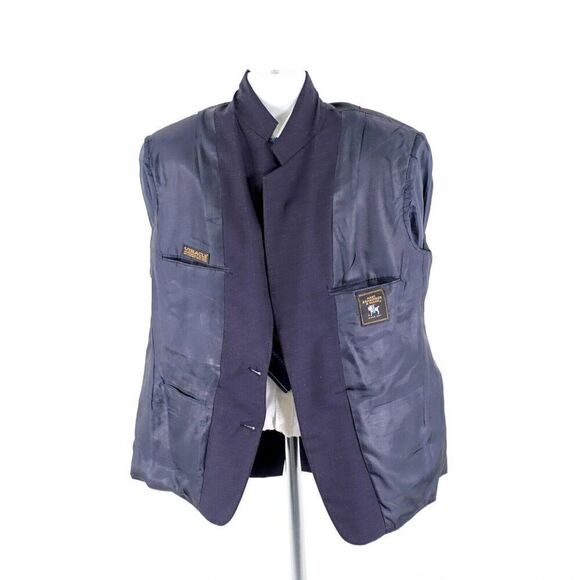 Hart Schaffner Marx Blue Wool 2 Button Blazer 42R Portly - Picture 12 of 13